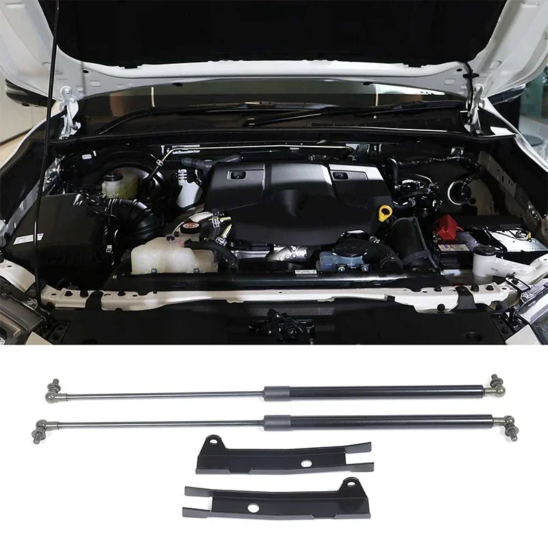 Carbon Steel Black For Toyota Hilux Revo 2016-2024 Car Front Cover Hydraulic Rod Reducing Rod Support Rod Modified Accessories