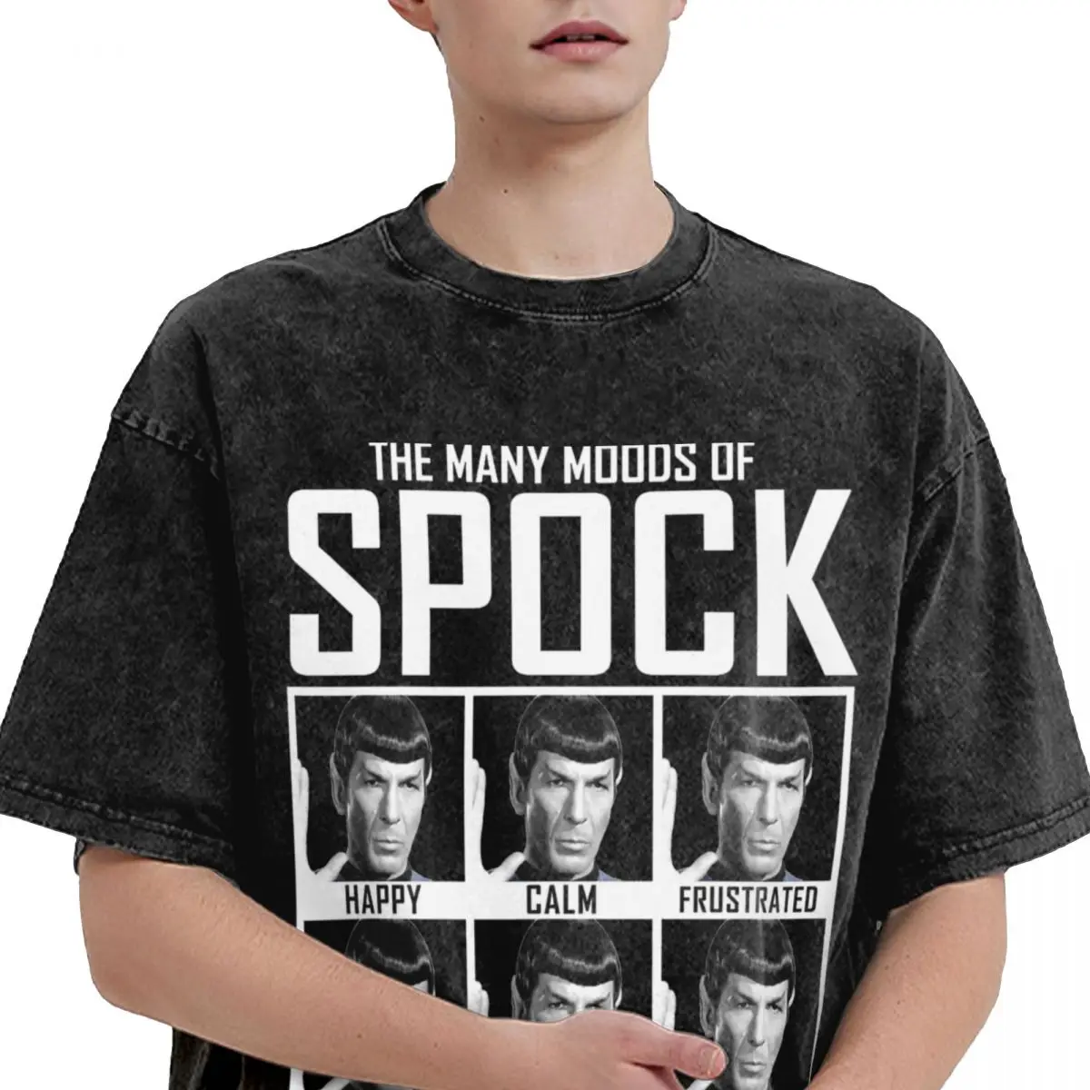 Stars-Treks Moods Of Spock Washed T Shirt Streetwear Hip Hop Fashion T-Shirts Tee Shirt for Men Women Oversize Summer