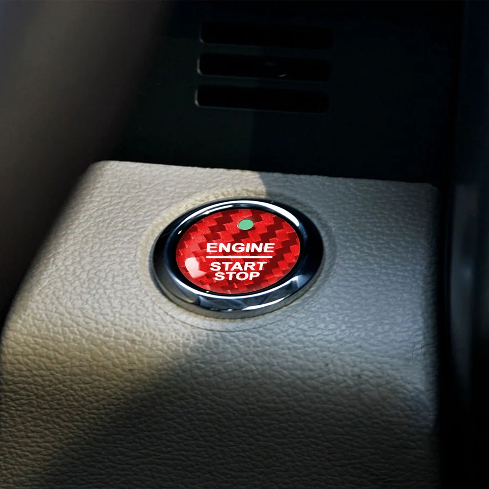 Transform Your Ignition System Red Carbon Fiber Keyless Engine Push Start Button Sticker for Ford F 150 Raptor!