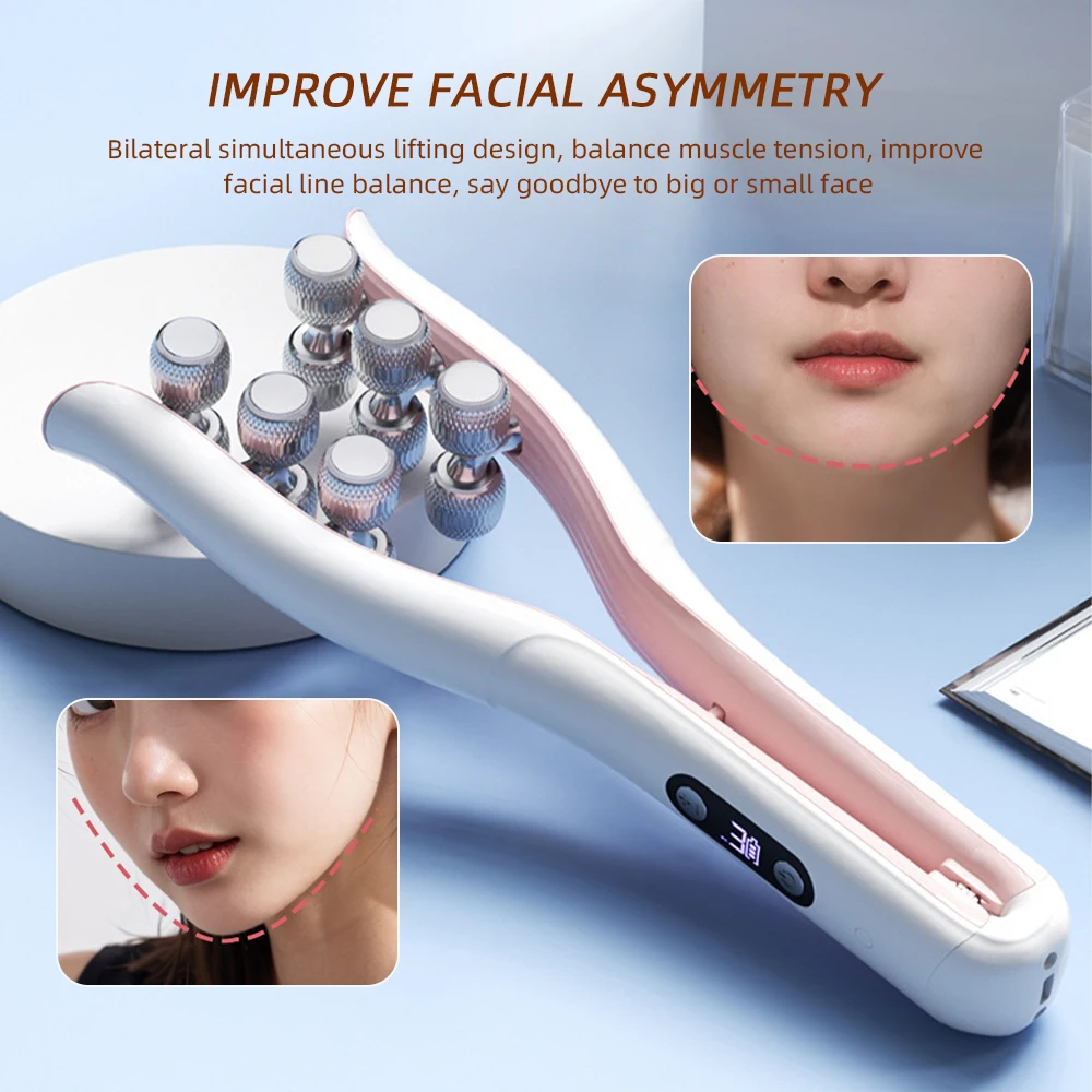 الكهربائية الوجه التخسيس V-شكل جهاز تجميل EMS مكركرنت الأسطوانة مدلك الوجه رفع وذمة إزالة الجسم تدليك العضلات