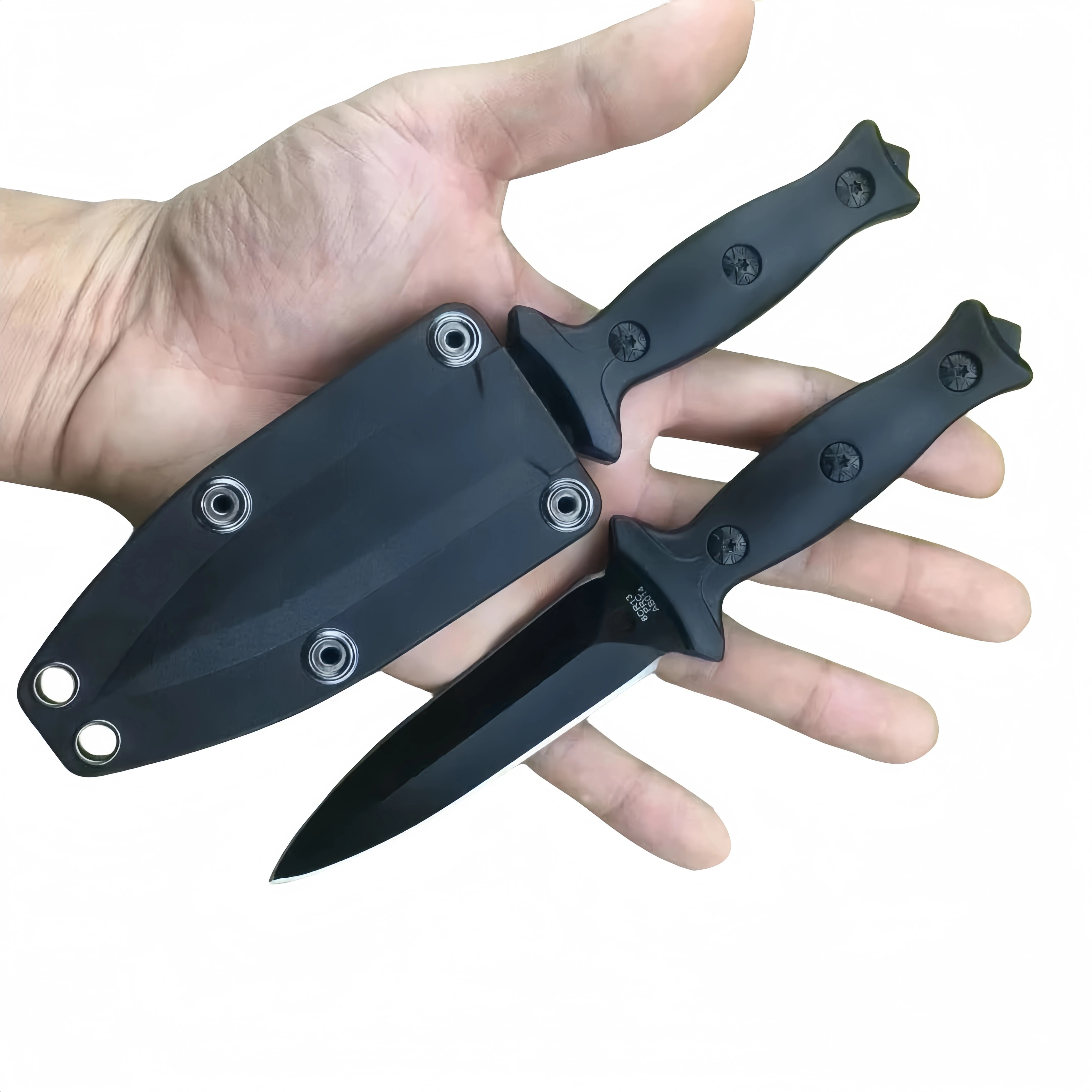 Tactical Fixed Knife Black Stainless Steel Blade ABS Handle with Kydex Sheath EDC Outdoor Knives Hunting Camping Pocket Tool