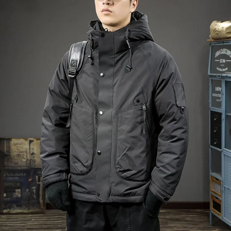 Winter Outdoor Windproof Hooded Workwear Down Jackets Men's Mountaineering and Skiing Sports Windbreakers Thick Outerwear Trend