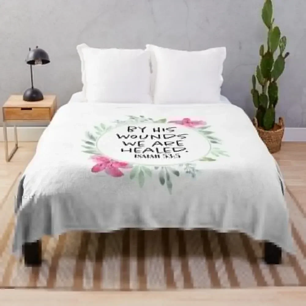 

By His Wounds we are healed - Scripture Art Throw Blanket Stylish Couch Blanket for Home Living Room