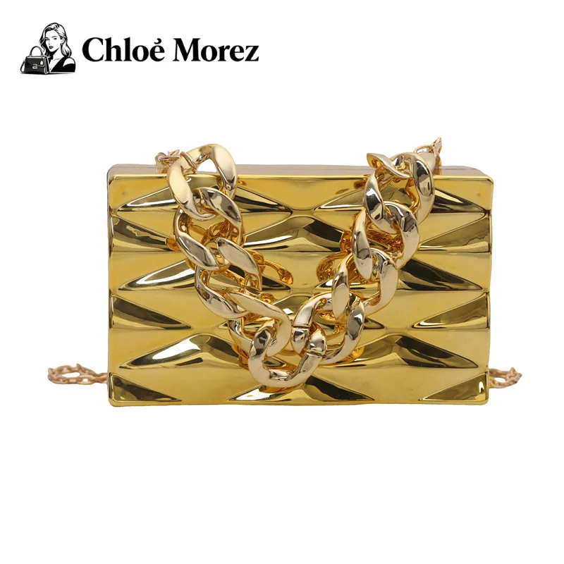 

Lingge Shoulder Bag Women's Thick Chain Handheld Box Bag Acrylic Bag