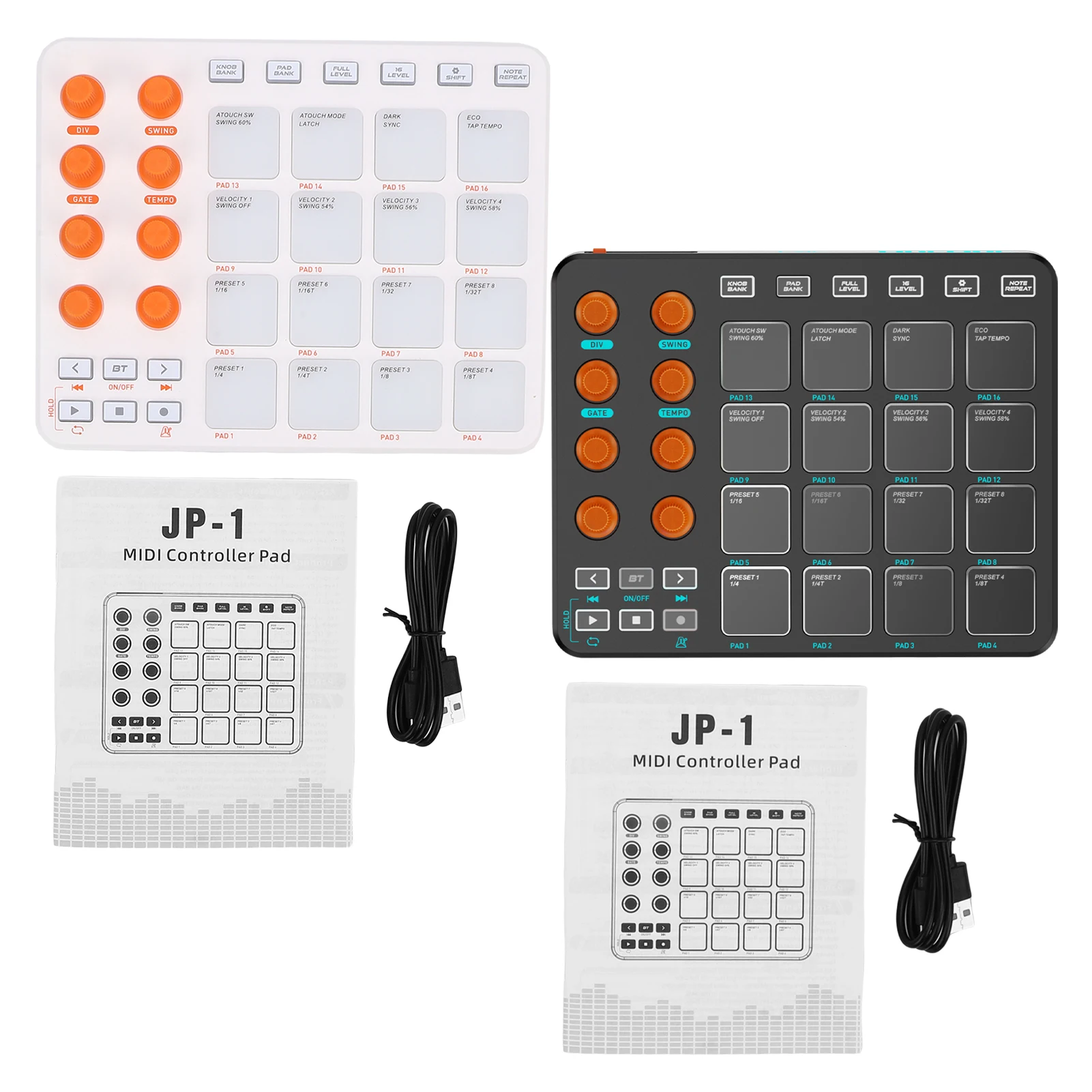 MIDI Controller Wireless MIDI Keyboard Pad 16 RGB Pads 6 Customizable Buttons 8 Knobs Rechargeable PC Mobile App Support