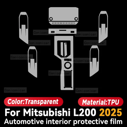 Imagen 2 del producto Para Mitsubishi L200 2025 Interior del coche consola central instrumento tablero cubierta protectora película antiarañazos pegatina Accesorios