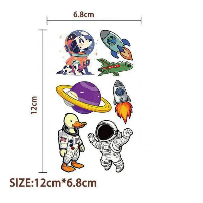 10Pcs Cartoon Astronaut Raum Rakete Temporäre Tattoo Aufkleber Planet Gefälschte Tattoos Aufkleber Wasserdicht Lustig Für Kinder Geschenk