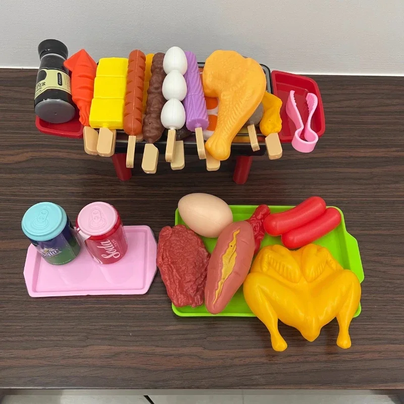 Kids Simulation Barbecue Sushi Pretend Food Toy Simulation Sashimi Japanese Cuisine Fried Chicken BBQ Set Cooking Play House Toy