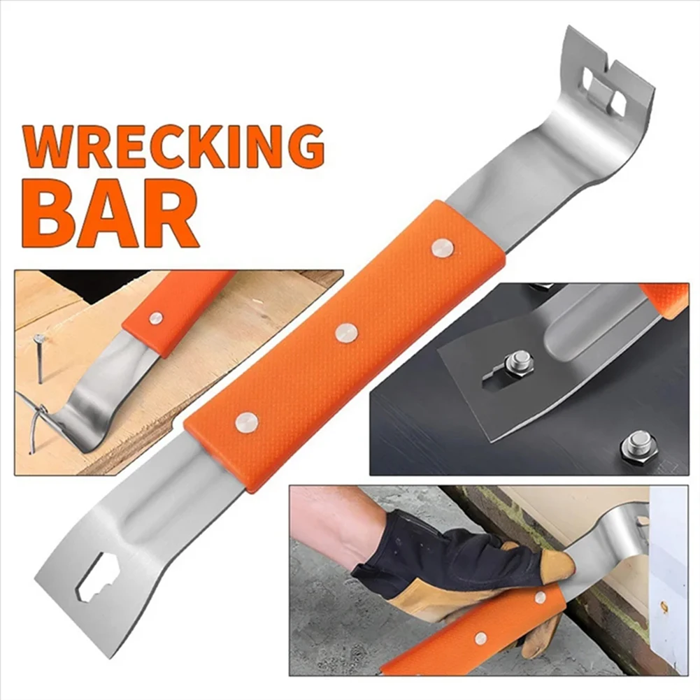

Pry Bar Stainless Steel Nut Crowbar Anti-slip Handle Practical Carpenter's Pry Bar Nail Puller with M4-M6 Hexagon Socket Scraper