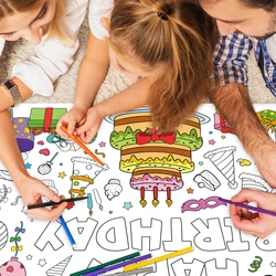 Papel de relleno de Color adhesivo para niños grandes, dibujo de cumpleaños DIY, papel para colorear, mantel para niños, juguete educativo temprano