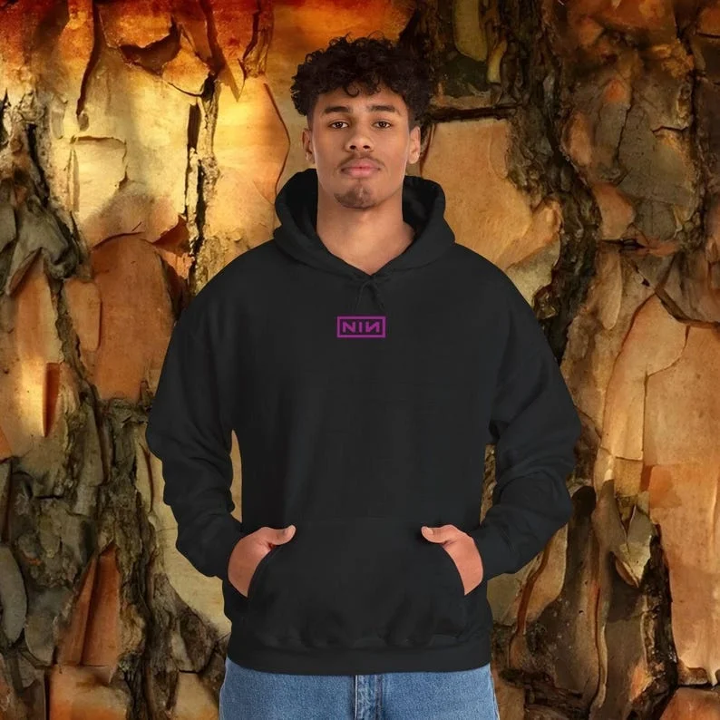 

Ретро-худи Nine Inch Nails с спиральным узором, свободный крой, удлиненные рукава, молодежный тренд