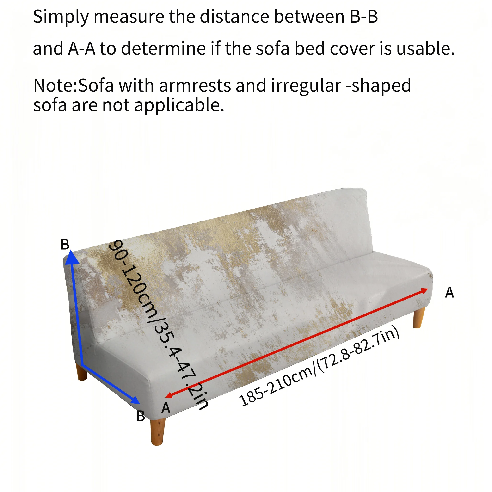 Living room bedroom universal stretch sofa bed cover, worn-out gilt pattern, dustproof machine washable sofa bed cover