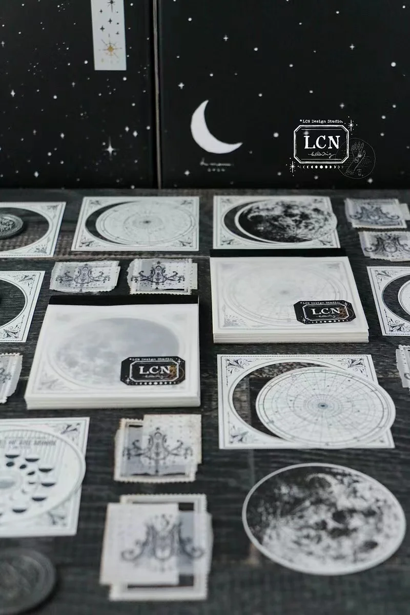 Vintage LCN Stars Moon Letterpress Notepad Memo Set Planner DIY Scrapbooking Card Making Decoration