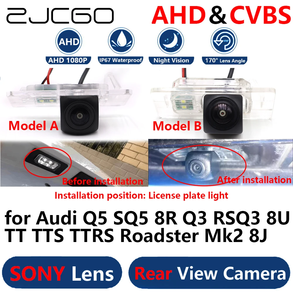 

ZJCGO AHD 1080P Parking Backup Reverse Reversing Rear view Camera for Audi Q5 SQ5 8R Q3 RSQ3 8U TT TTS TTRS Roadster Mk2 8J