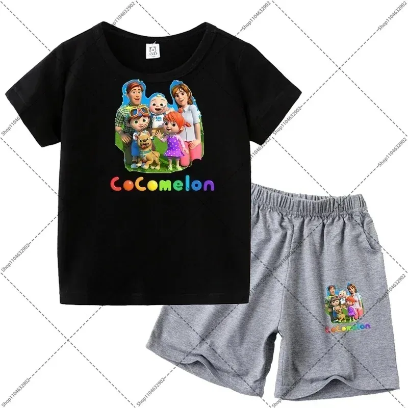 Cocomelon Set Baju Anak Musim Panas Celana Kaus Bayi Laki-laki Setelan Lengan Pendek Anak Perempuan Setelan Baju Anak Balita Hadiah Ulang Tahun