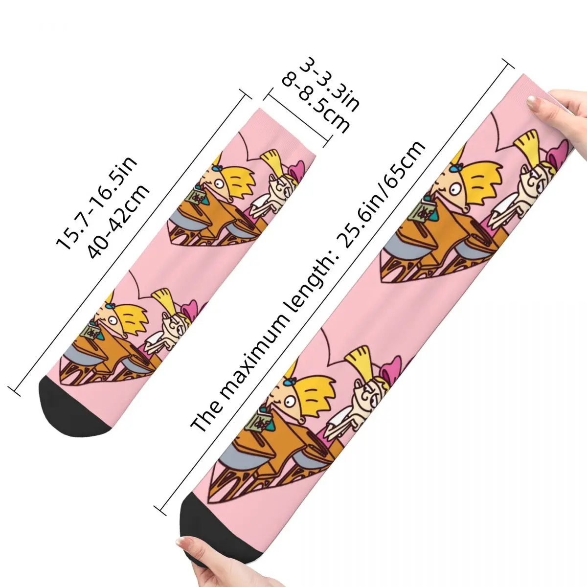 Happy Funny Female Male Socks Hey Arnold! Accessories Super Soft Helga Pataki Heart Graphic Socks All Season