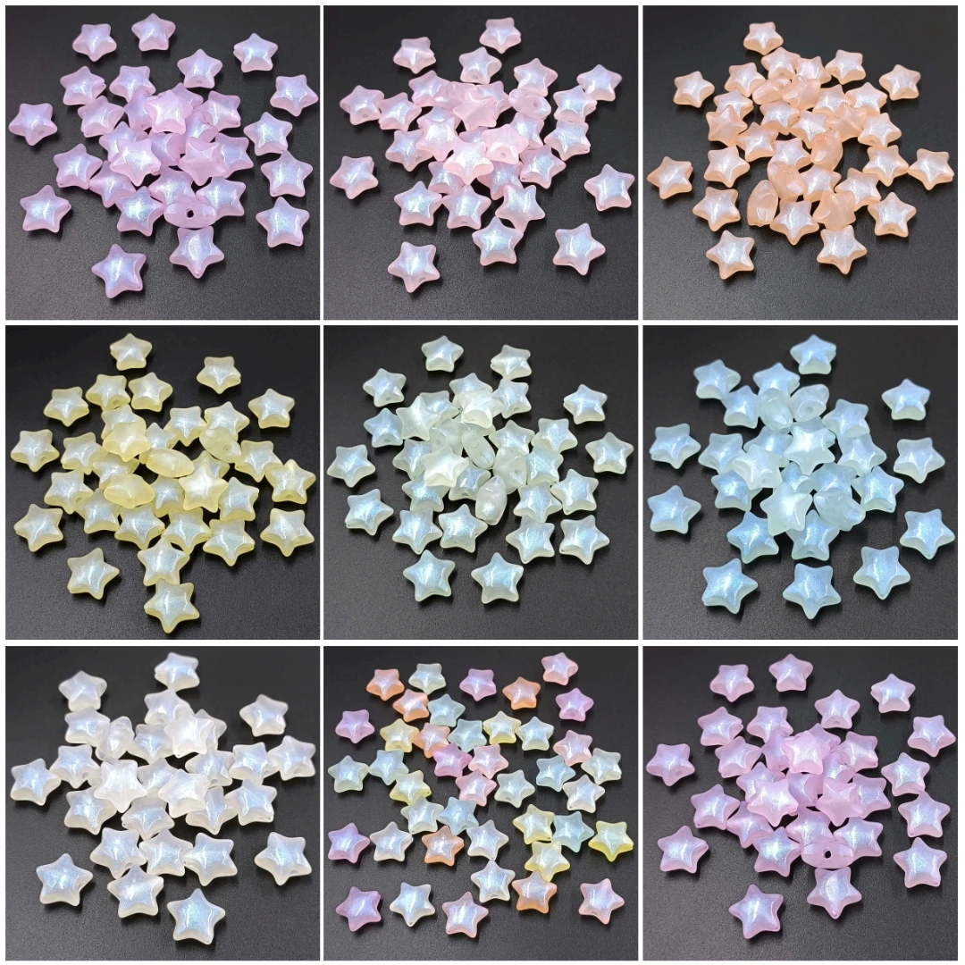 Pentagram Fine Sparkling Charms DIY Material Acrylic Beads 10Pcs Makaron Color Fashion Star Necklace Making Earrings