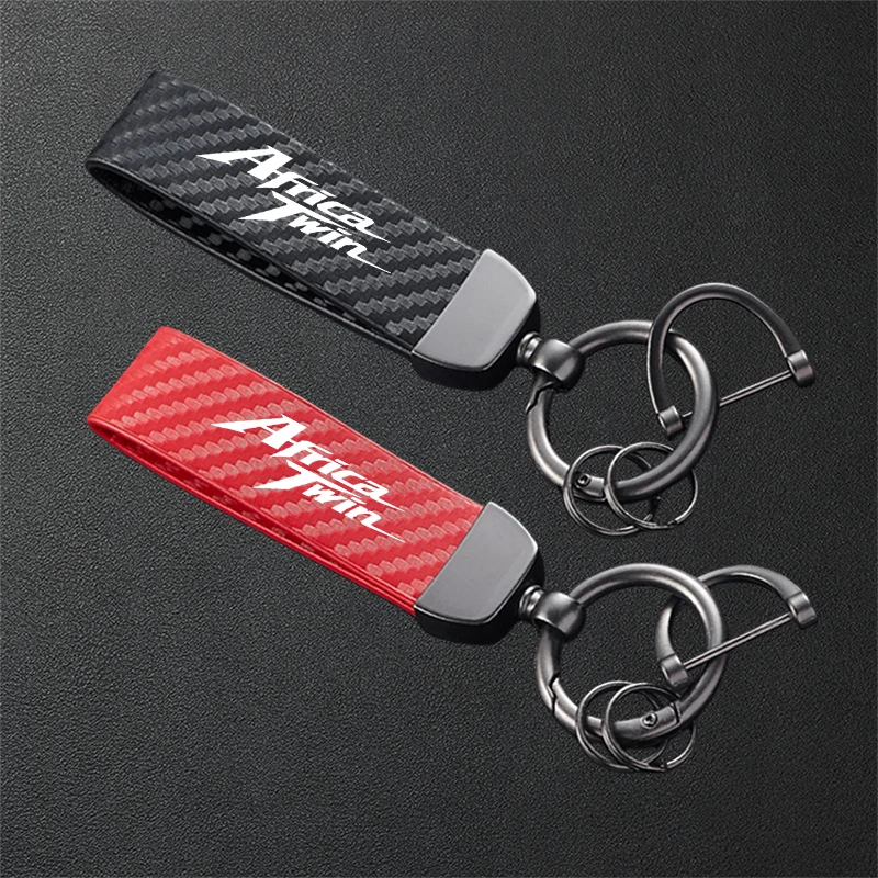 For Honda Africa Twin CRF1100L CRF1000L XRV750 XRV CRF1100 Carbon Fiber Textured Leather Keychain Motorcycle Keyring