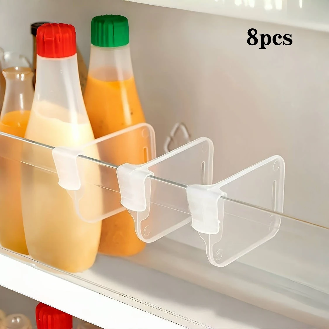 8pcs Refrigerator Side Door Sorting Partition Card Buckle Kitchen Bedroom Storage Storage Sorting Box Space Division