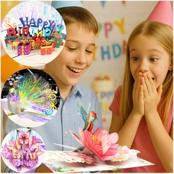 Hot 3D Pop UP Happy Birthday Cards Invitation Cake Greeting Card Business Kids Gift Tourist Postcard for Friend Dad Mom Present