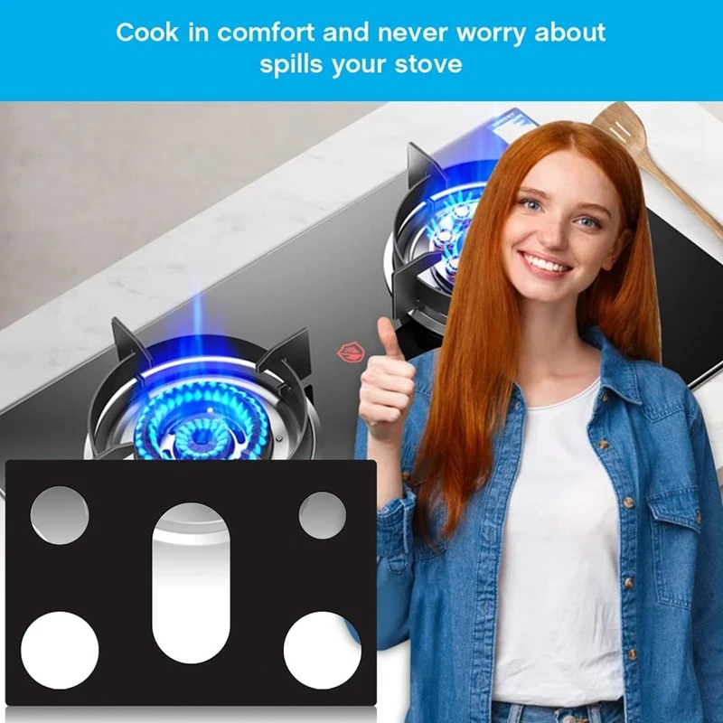 واقيات علوي للموقد لنطاق غاز السامسنج ، أغطية موقد غاز قابلة لإعادة الاستخدام ، أغطية حارق ، غير لاصقة ، عرض سميك