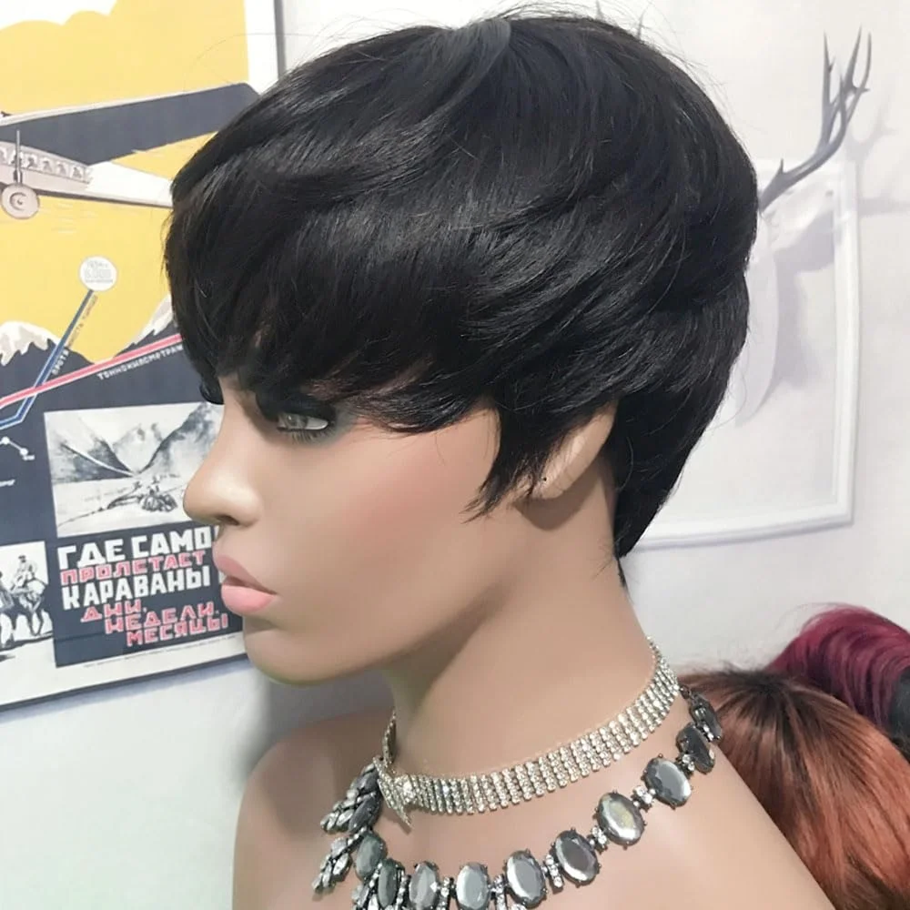 Pixie Cut Wig Human Hair Short Human Hair Wigs for Women Full Machine Wig Blonde 1b/27 Short Wigs
