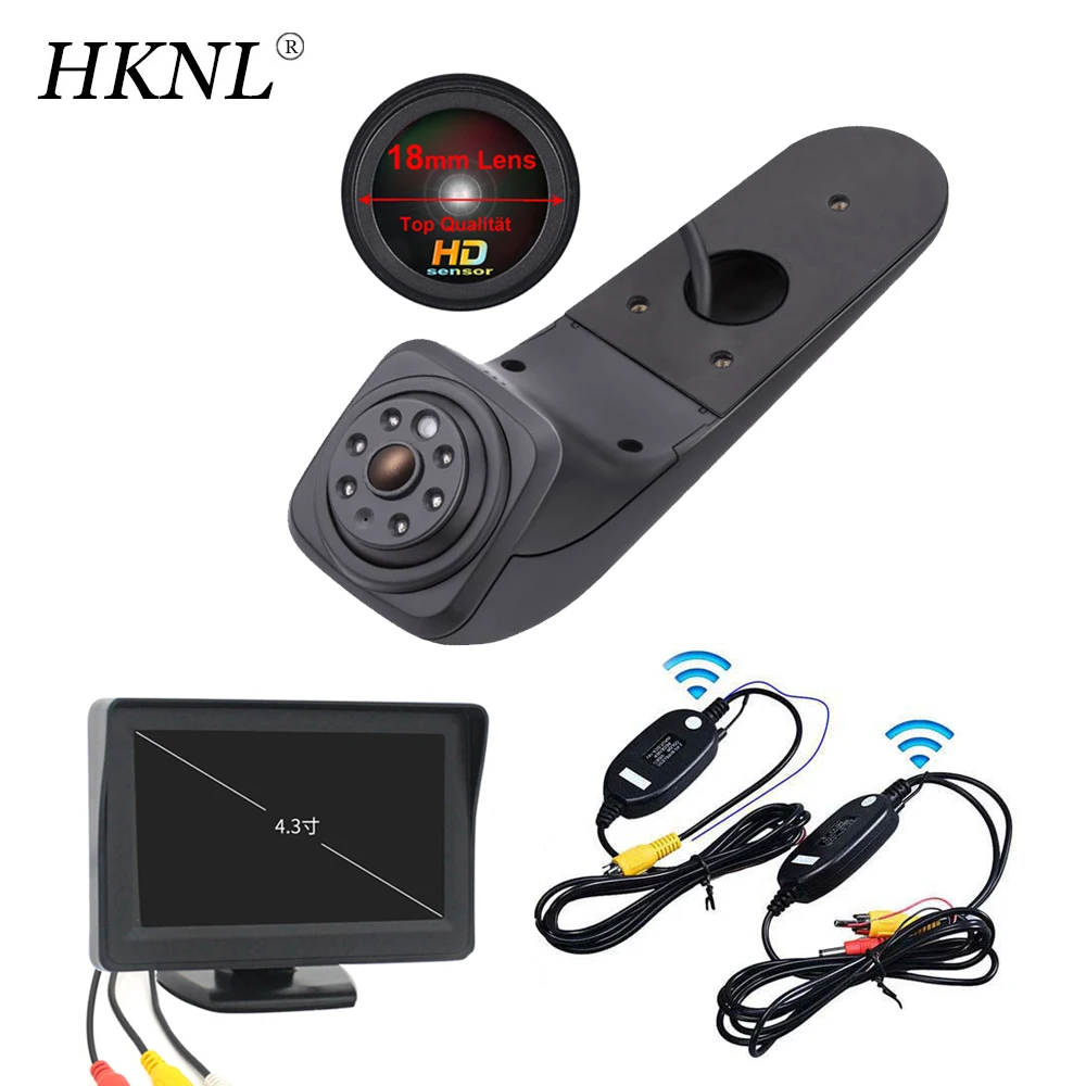 

Car Reverse Camera HD lens With 4.3"Monitor 2.4GHZ Wireless For VW Crafter MAN TGE Van Bremsleuchte 3rd Brake Light Dachkamera