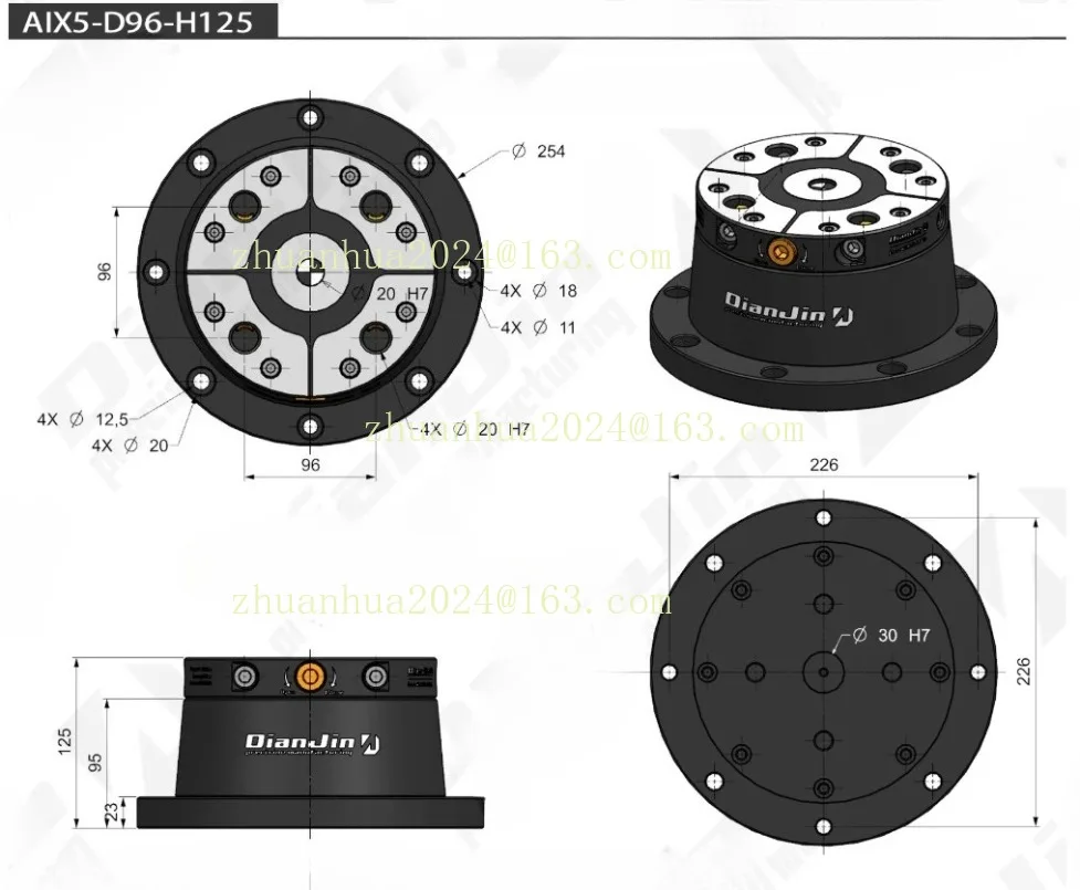 AIX5-D52-H90 Zero Point Quick Change Clamp 4‑5 Axis Self‑centering Mirror Positive Four Axis L Block Bridge Workholding Fixture