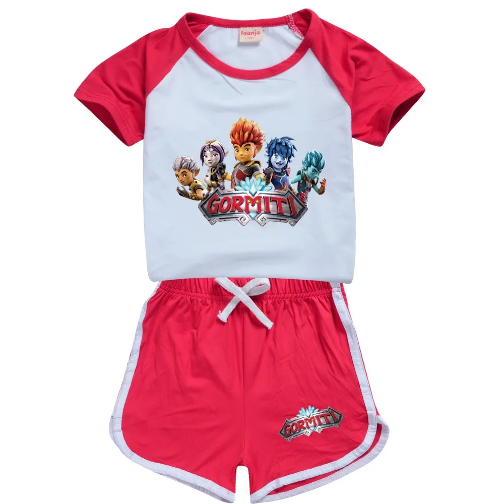 Gormiti Game T-shirt Childres Clothes Sets Cartoon Casual Baby Tops+Baby Shorts 2pcs Fashion Sport Suit 2-16Yeas