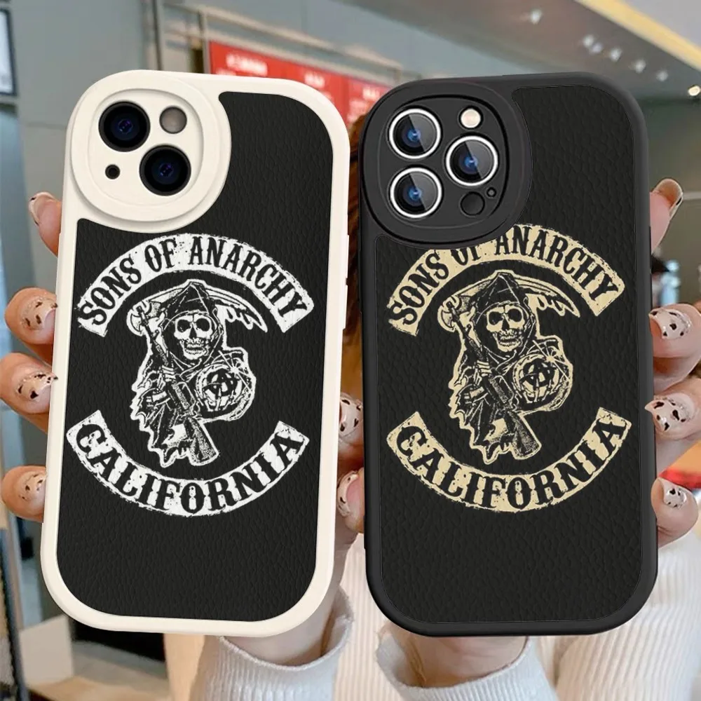 American TV Sons of Anarchy Phone Case Hard Leather For iPhone 14 13 12 Mini 11 14 Pro Max Xs X Xr 7 8 Plus Fundas