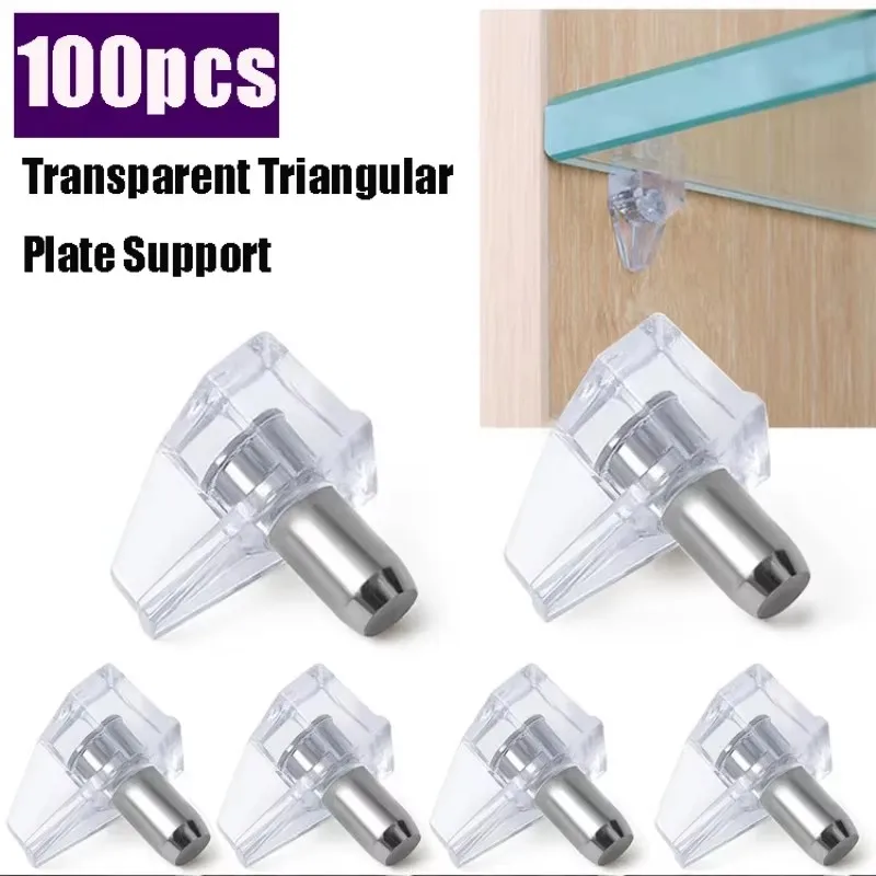 100pcs Transparent Shelf Studs Pegs Plastic Laminate Support Cabinet Wardrobe Shelves Glass Plate Support Furniture Hardware