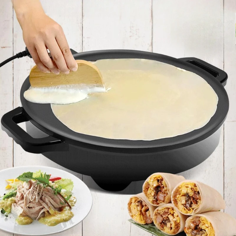 220V 40cm crepé plancha eléctrica Roti Pan panqueque revestimiento antiadherente electrodoméstico de cocina Máquina Para Hacer Tortillas