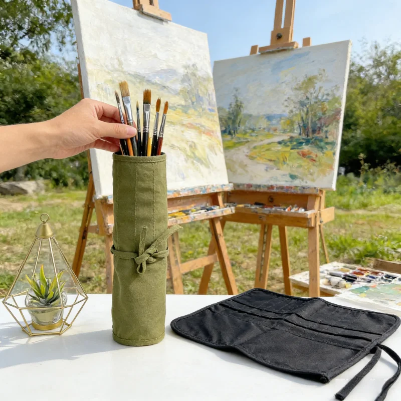 

Холщовая сумка для хранения кистей для рисования, 22-слотовые кисти для акварели и гуаши, сумка для хранения кистей для каллиграфии, свернутая сумка для ручек