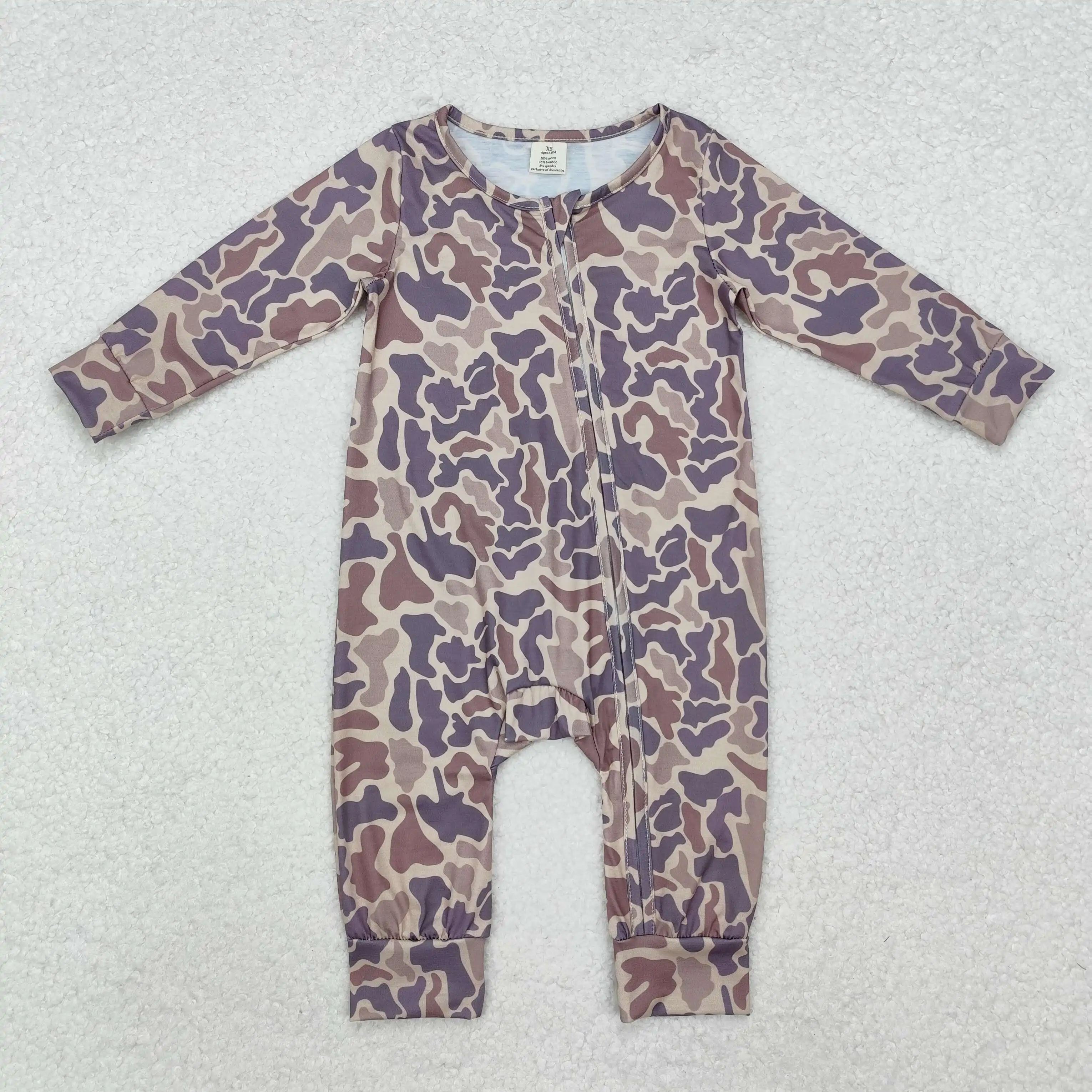 

new rts boys romper wholesale boutique leopard pattern boys zipper Bamboo romper