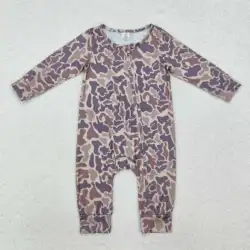 new rts  boys romper wholesale boutique  leopard pattern boys zipper Bamboo romper
