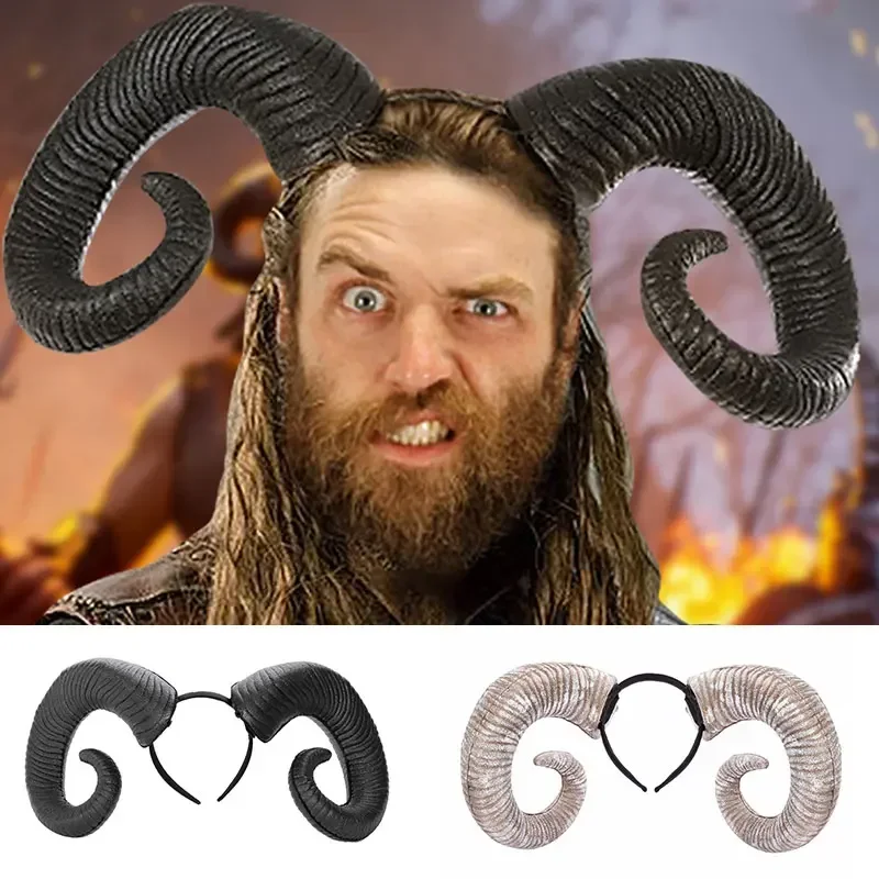 Headwear Handmade Sheep Horn Headband Hairband Accessory Demon Evil Gothic Lolita Cosplay Halloween Prop Anime Sheep Horn