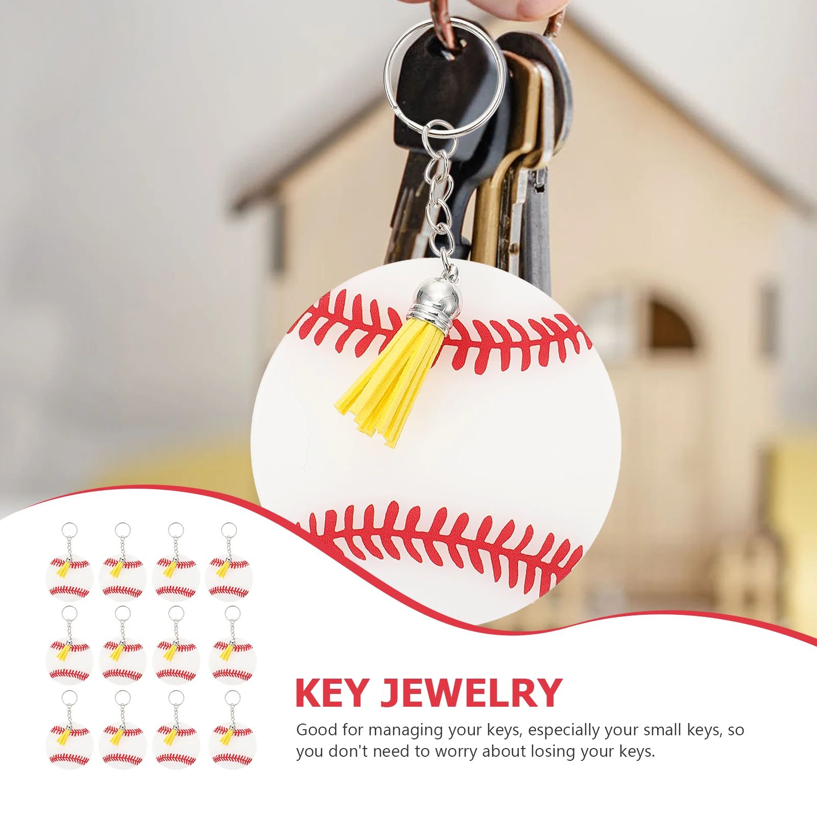 

Baseball Keychain 12 Sets Acrylic Round Key Ring Boy Gifts Keychains Party Favors Bag Pendant Lightweight Compact Size Manage