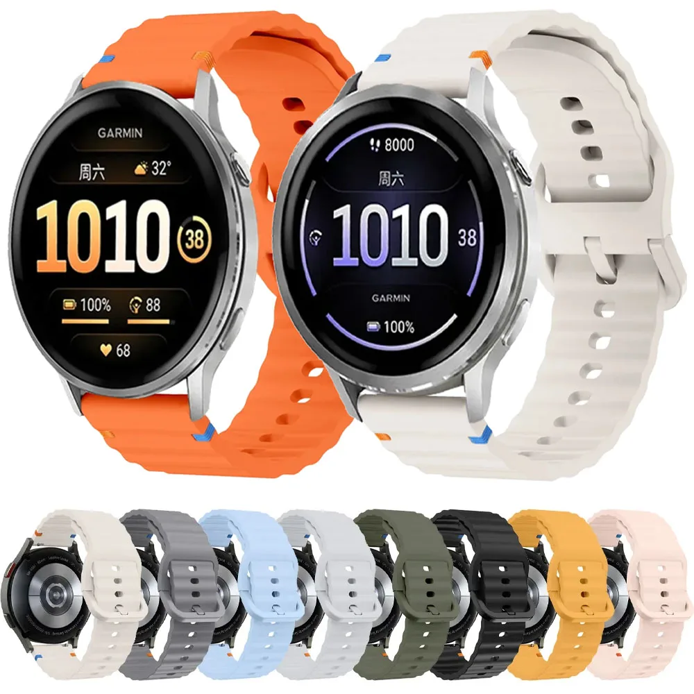 18/20/22mm Wellen-Silikonarmband für Garmin Forerunner 970 570 165 55 265 255 Armband für Garmin Active 6/Venu 4 41mm