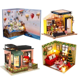 CLEARANCE DIY Wooden Doll Houses Book Nook Japanese Casa Miniature Building Kits with Furniture Led Dollhouse for Adults Gifts