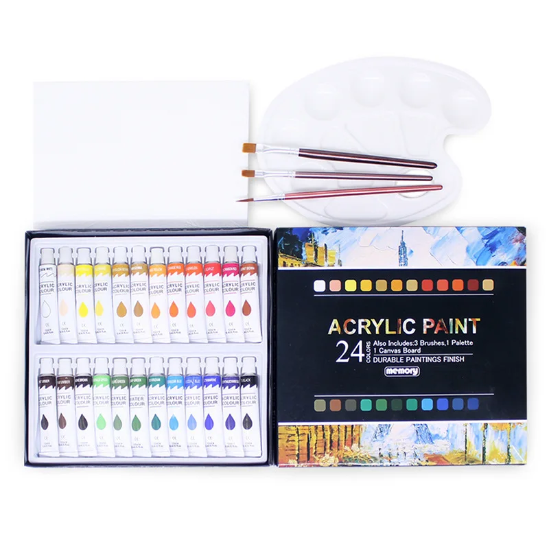 Acrylic paint 12ml 24 color acrylic paint waterproof set painting tools good helper