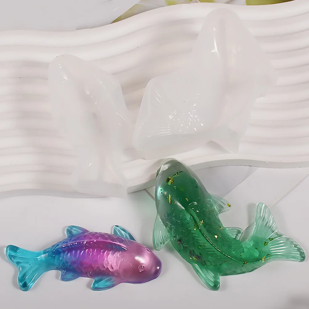 

2 Pcs Koi Silicone Mold Handmade Supplies Three-dimensional DIY Silica Gel Molds