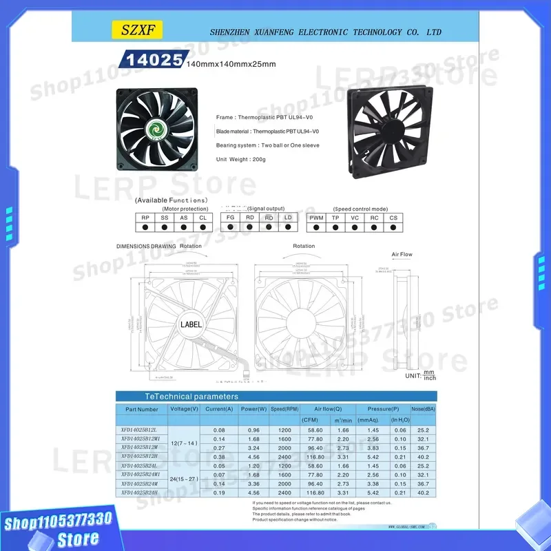 12V 24V DC High Speed Cooling Fan 14025 Ventilation Exhaust Blower for Air Cooler System Quiet Operation Efficient Heat