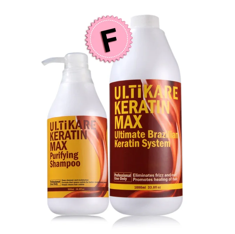 1000ml Free Formalin Keratin Hair Treatment Straightening and 500ml Purifying Shampoo Smooth Shiny and Repair Damage Hair