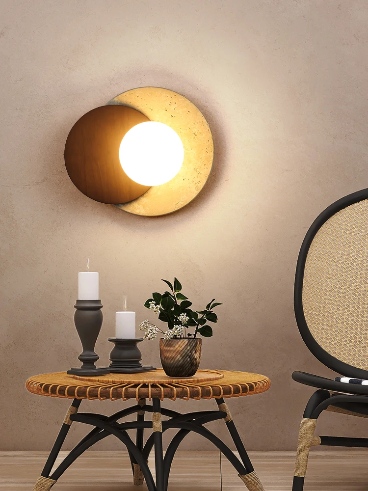 Led Wall Lamp Cream Style Bedroom Bedside Lights Stone Wood Wabi-sabi Home Decoration Lighting Fixture G9 Bulb Soft Light