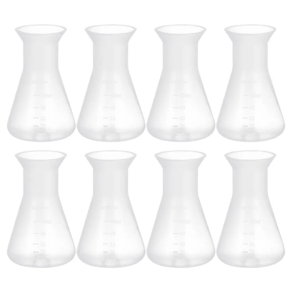 Fiaschette coniche da 8 pezzi per chimica con scala Pp Lab Erlenmeyer chimico graduato