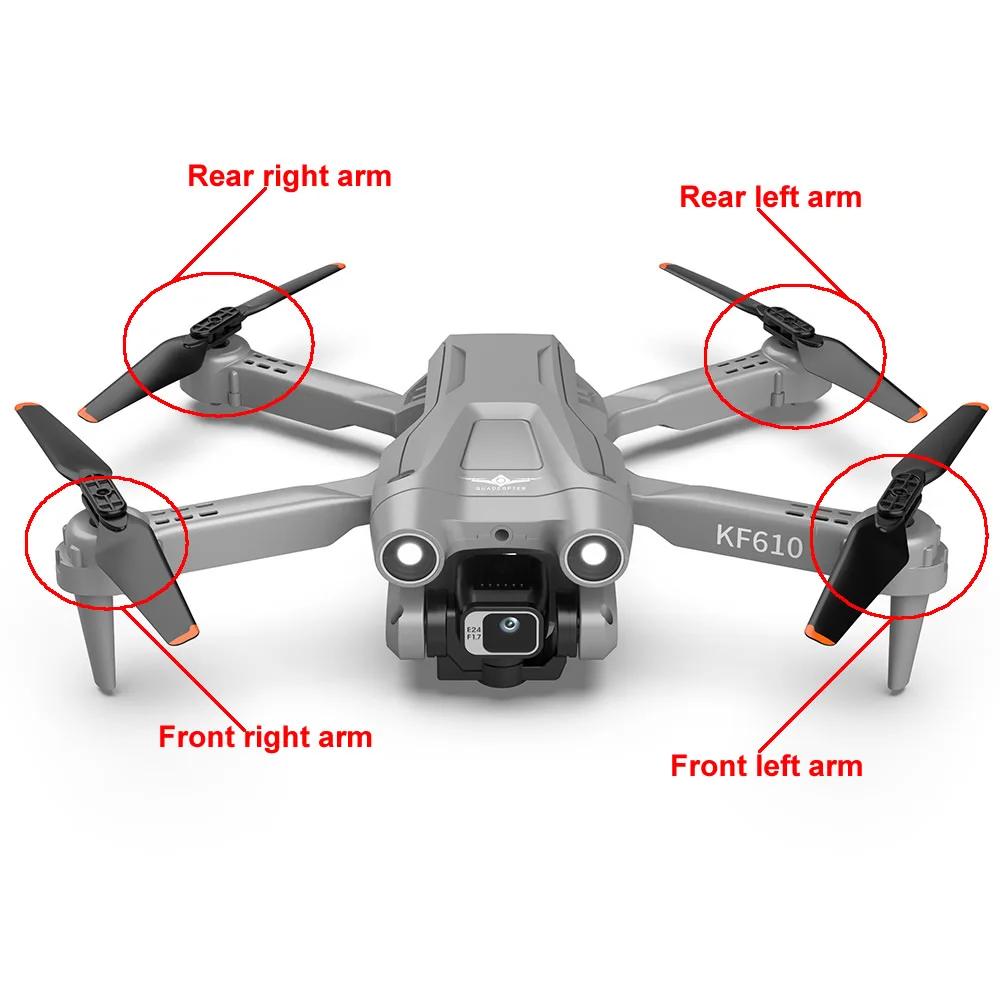 KF610 Obstacle Avoidance Drone Foldable RC Quadcopter Spare Part Battery Charging Wire Blade Protective Frame Propeller MotorArm