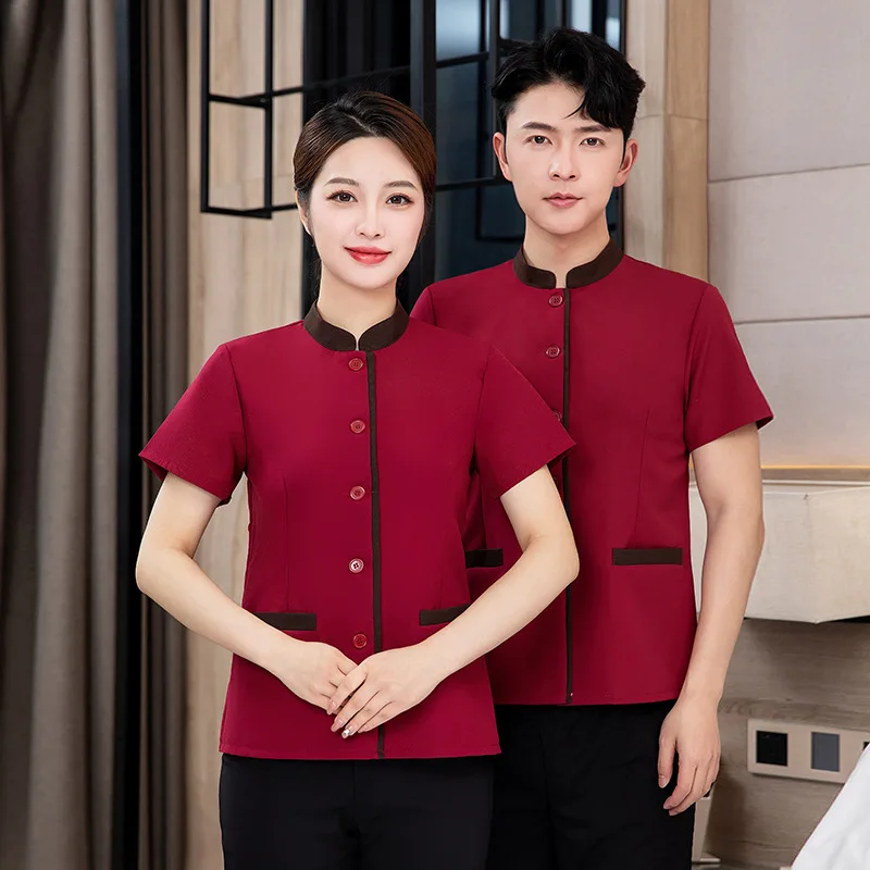 Hotel Room Cleaning Staff Uniform Short Sleeve Mall Sales Office Property Cleaning Auntie Workwear Set Unisex