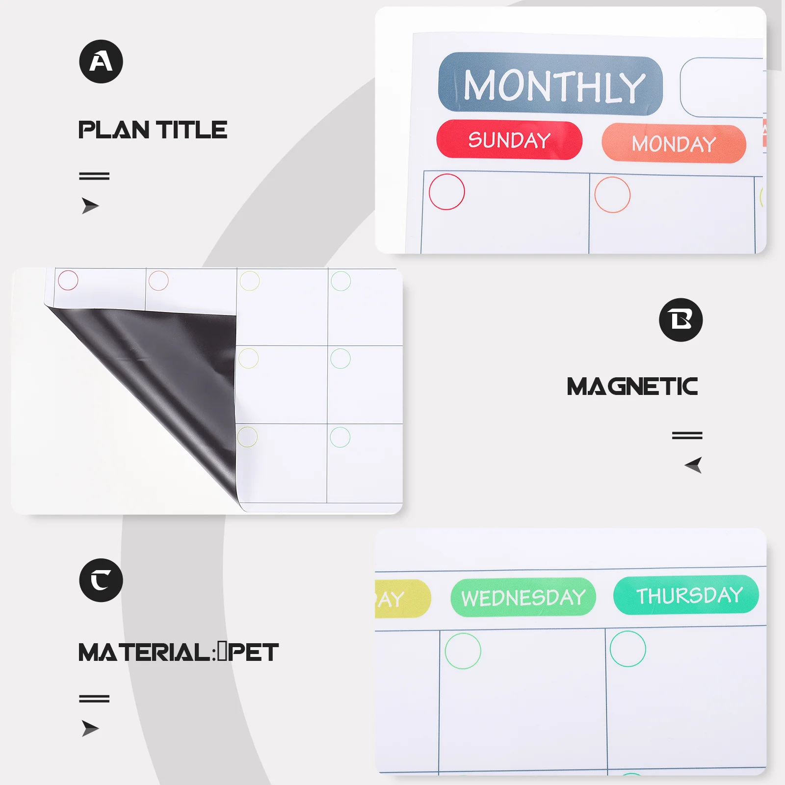 

Magnetic Dry Erase Calendar Small Pet Material Plan Board for Reminder Schedule Planner Whiteboard