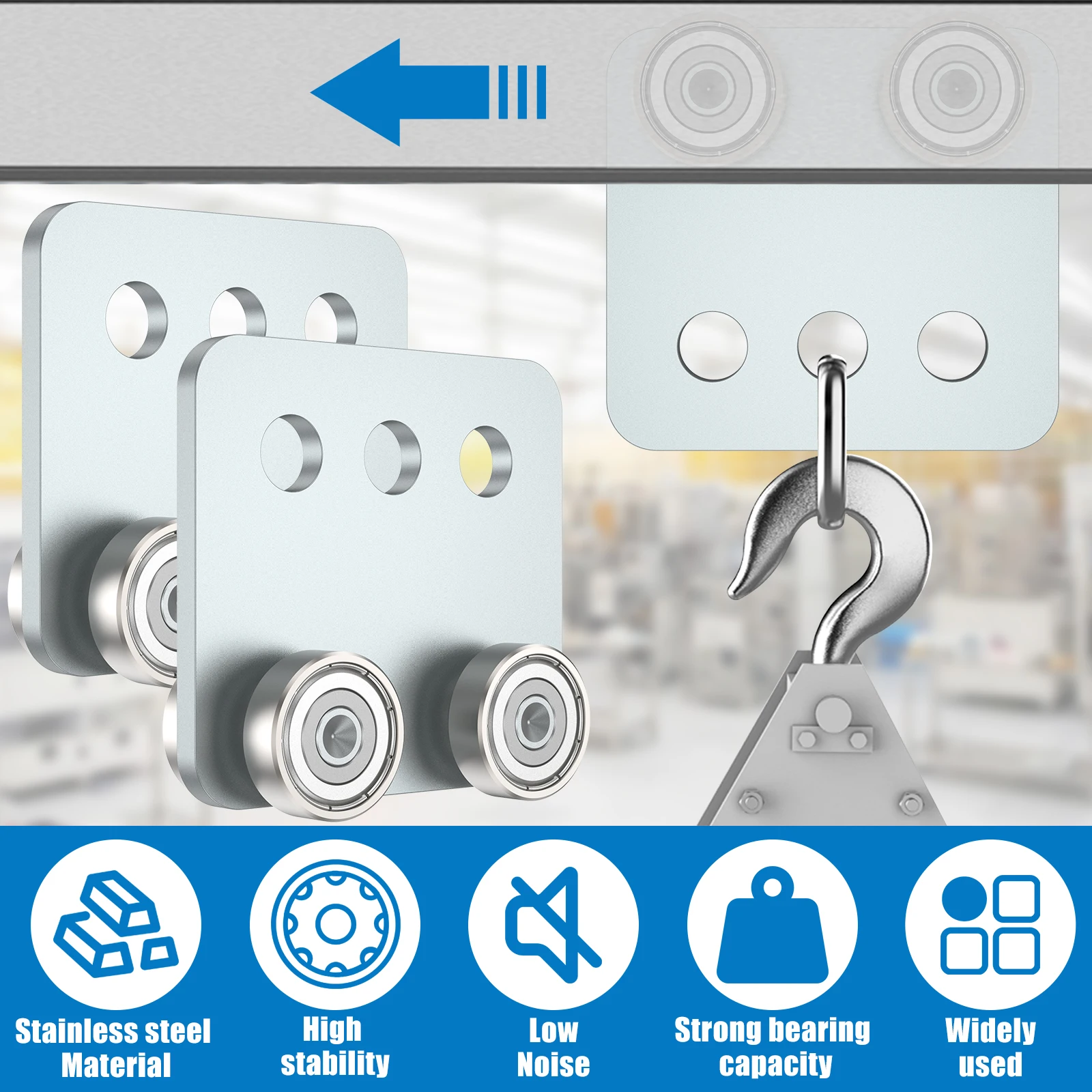 2Pc 4Wheel Trolley Rollers Trolley Assembly Rollers Kit Silent 4Bearings Sliding Door Trolley Roller High Load-Bearing Door Rail