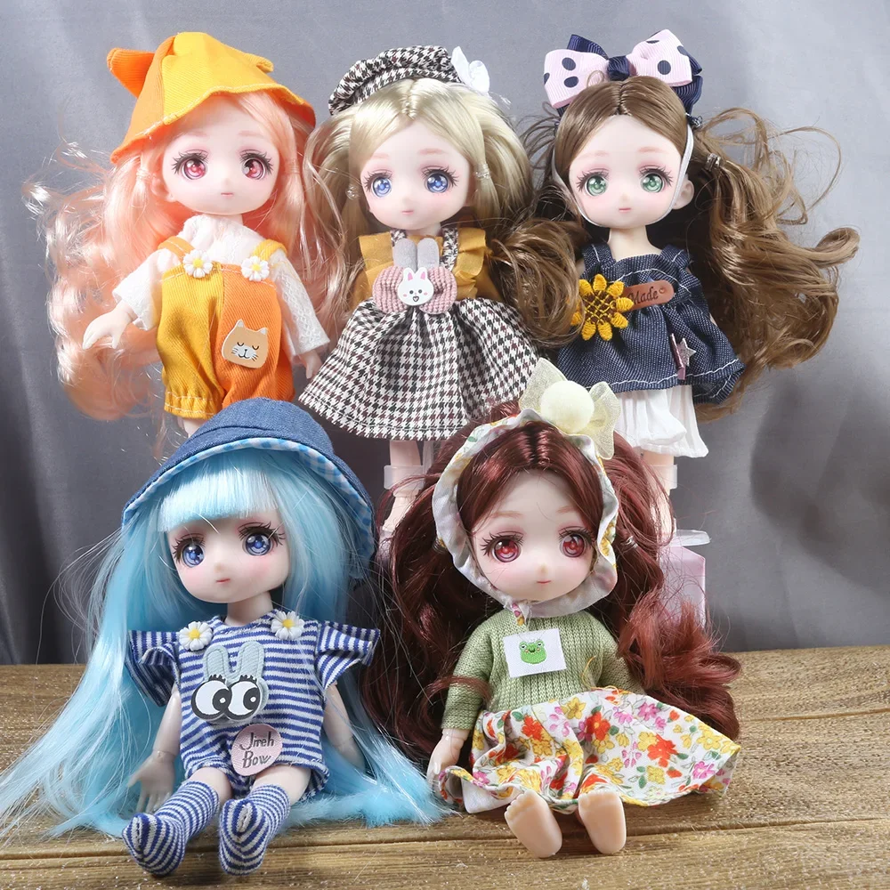 BJD Doll Full Set 13 Moveable Joint Dolls Cartoon eyes Dress Toy Smile Face Newest clothes Make Up Toys Girls Gift Dolls